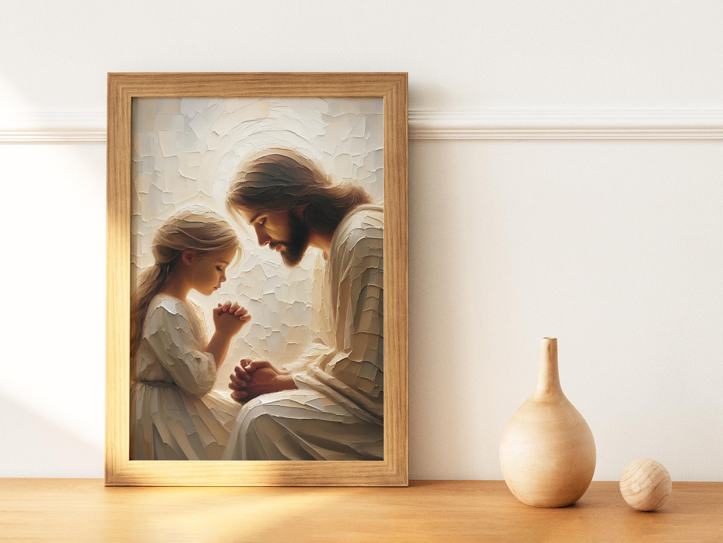 Her Little Prayer | Jesus and a Little Girl Praying | Digital Download