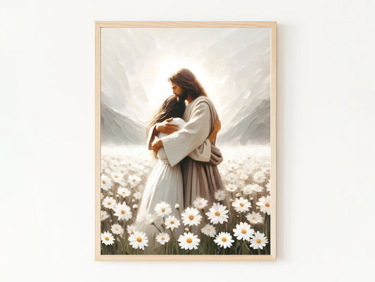 Blossoms of Love | Jesus Hugging a Woman | Digital Download