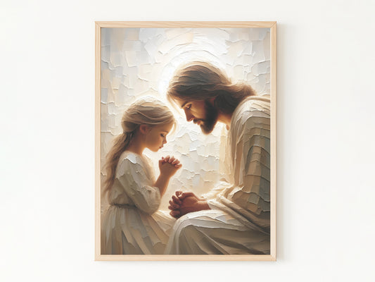 Her Little Prayer | Jesus and a Little Girl Praying | Digital Download
